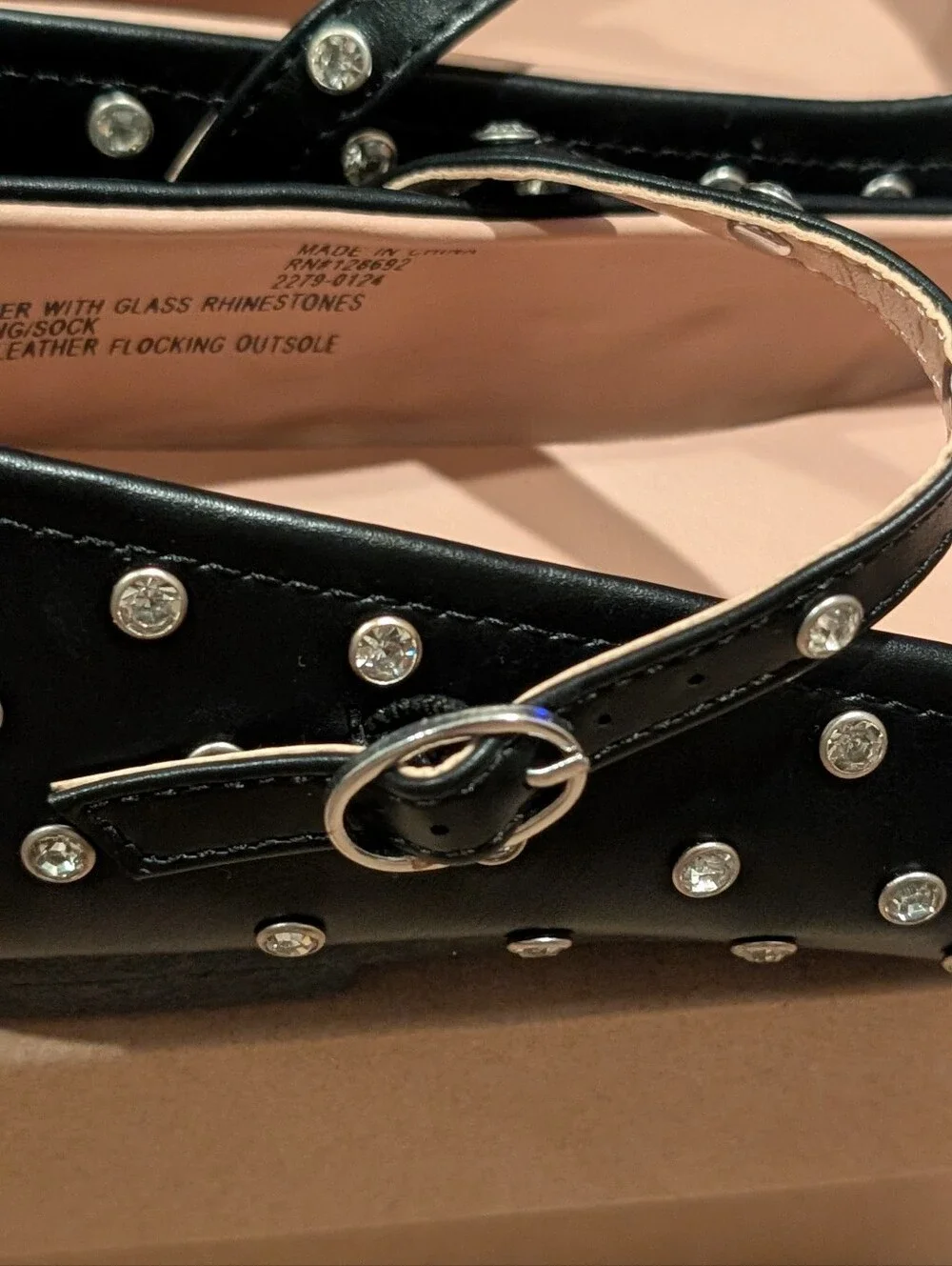 Steve Madden Black Studded Mary Jane Flats with Silver Accents Girls Size 2